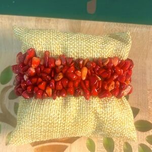 Red Coral Crackled Stone Bracelet